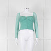 Self-Portrait Green Net Gathered Corset Top