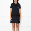 Prada Black LoGo Pocket Frill Trim Belted Mini Dress