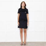 Prada Black LoGo Pocket Frill Trim Belted Mini Dress