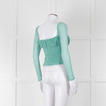 Self-Portrait Green Net Gathered Corset Top