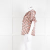 Kate Spade Peach Brown Gold Frill Trim Top