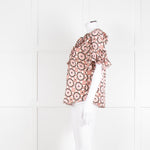 Kate Spade Peach Brown Gold Frill Trim Top