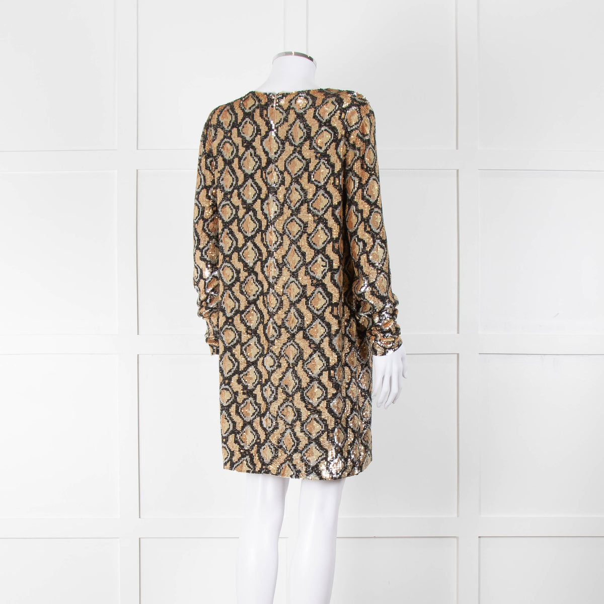 Michael Kors Gold Sequin Python Print Dress