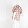 Kate Spade Peach Brown Gold Frill Trim Top