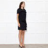 Prada Black LoGo Pocket Frill Trim Belted Mini Dress