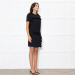 Prada Black LoGo Pocket Frill Trim Belted Mini Dress