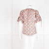 Kate Spade Peach Brown Gold Frill Trim Top
