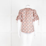 Kate Spade Peach Brown Gold Frill Trim Top
