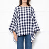 Eskander Navy White Check Textured Fabric Oversized Top