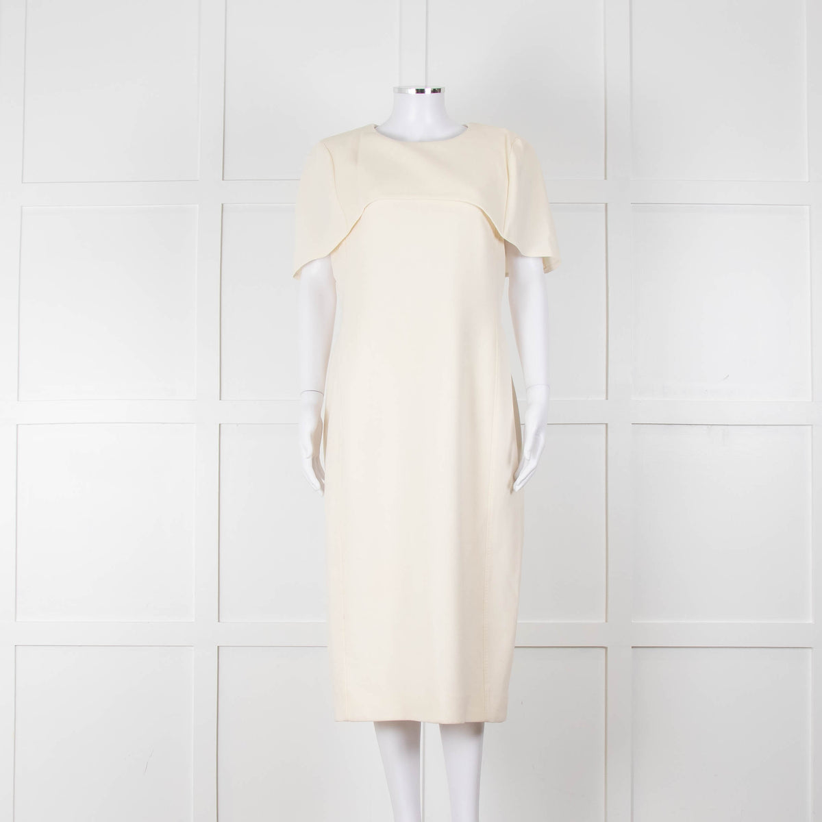 Louise Kennedy Cream Shoulder Cape Shift Dress