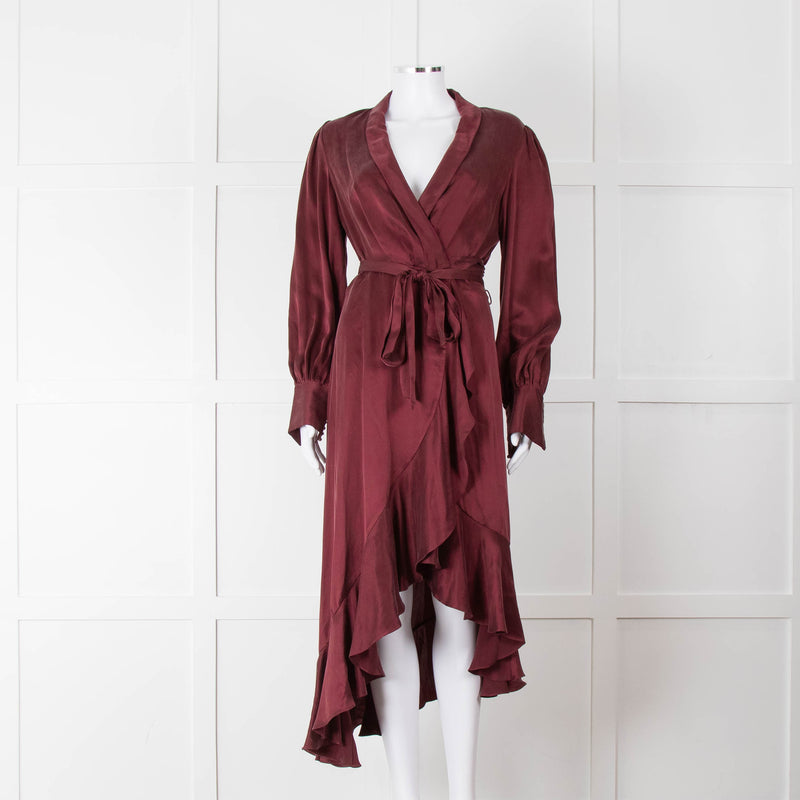 Zimmermann Burgundy Silk Wrap Dress