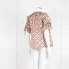 Kate Spade Peach Brown Gold Frill Trim Top