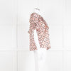 Kate Spade Peach Brown Gold Frill Trim Top