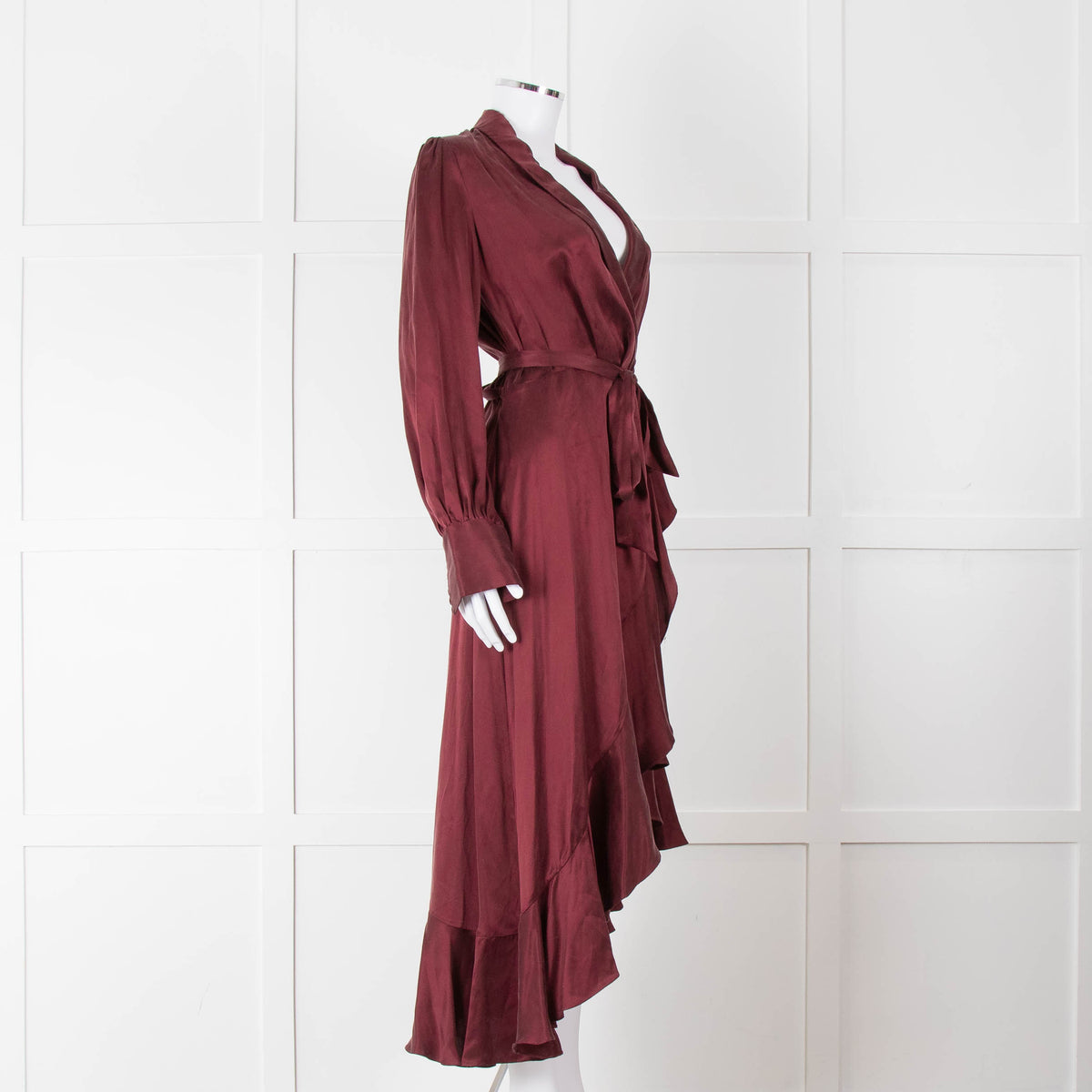 Zimmermann Burgundy Silk Wrap Dress