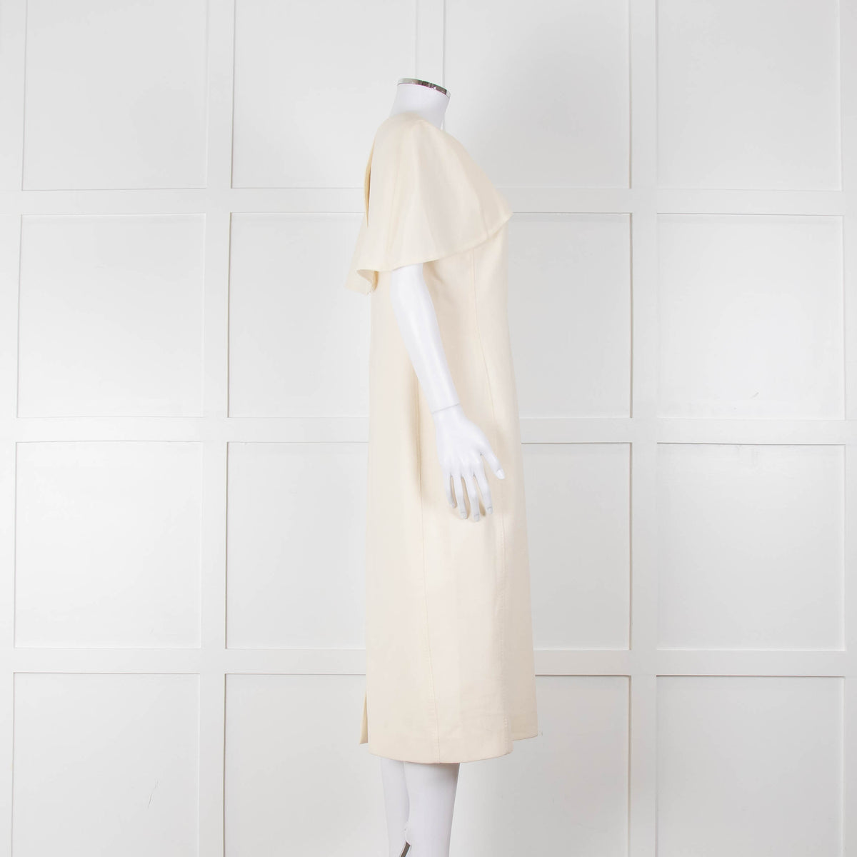 Louise Kennedy Cream Shoulder Cape Shift Dress