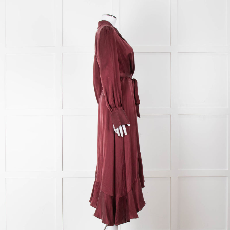 Zimmermann Burgundy Silk Wrap Dress