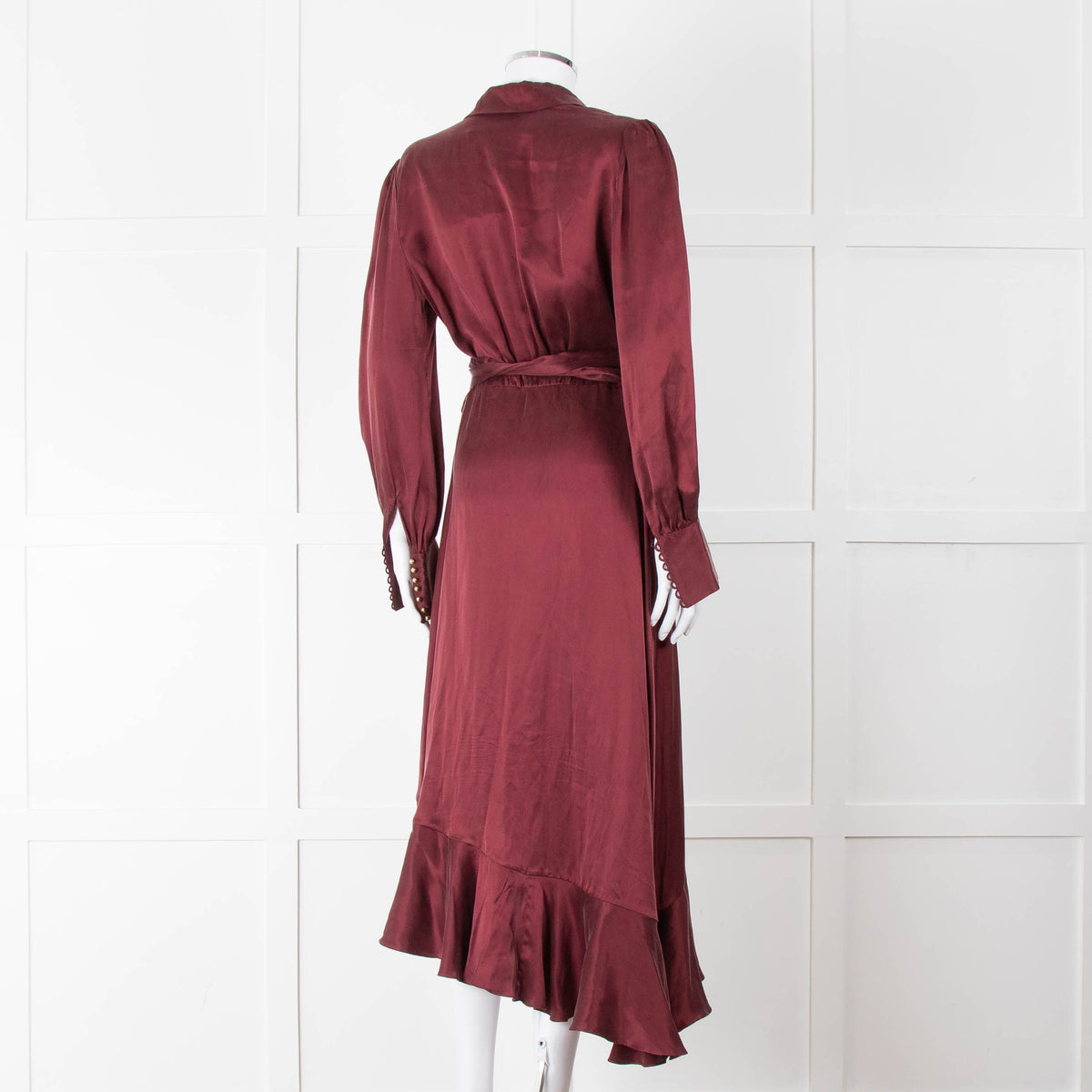 Zimmermann Burgundy Silk Wrap Dress