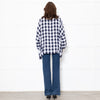 Eskander Navy White Check Textured Fabric Oversized Top