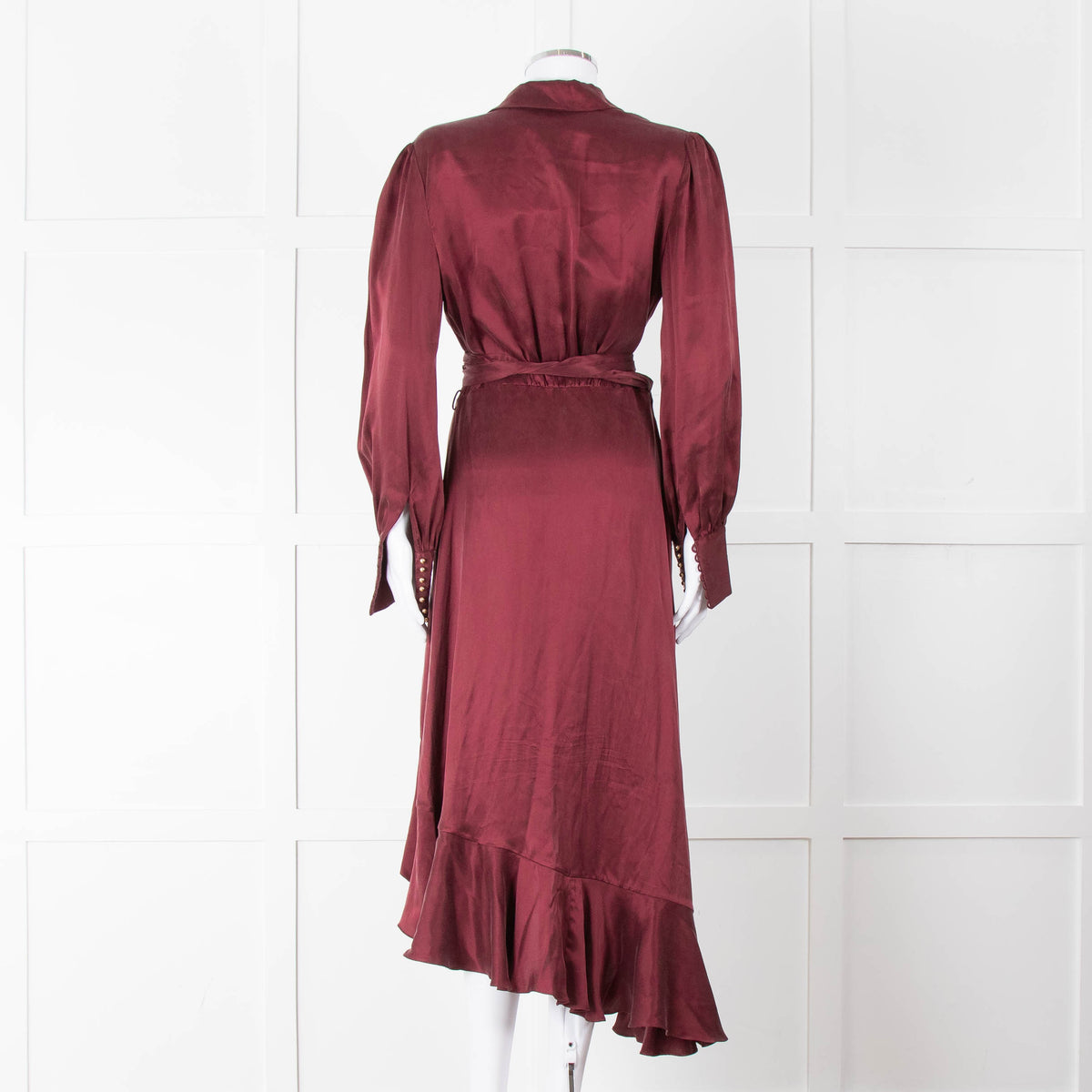 Zimmermann Burgundy Silk Wrap Dress