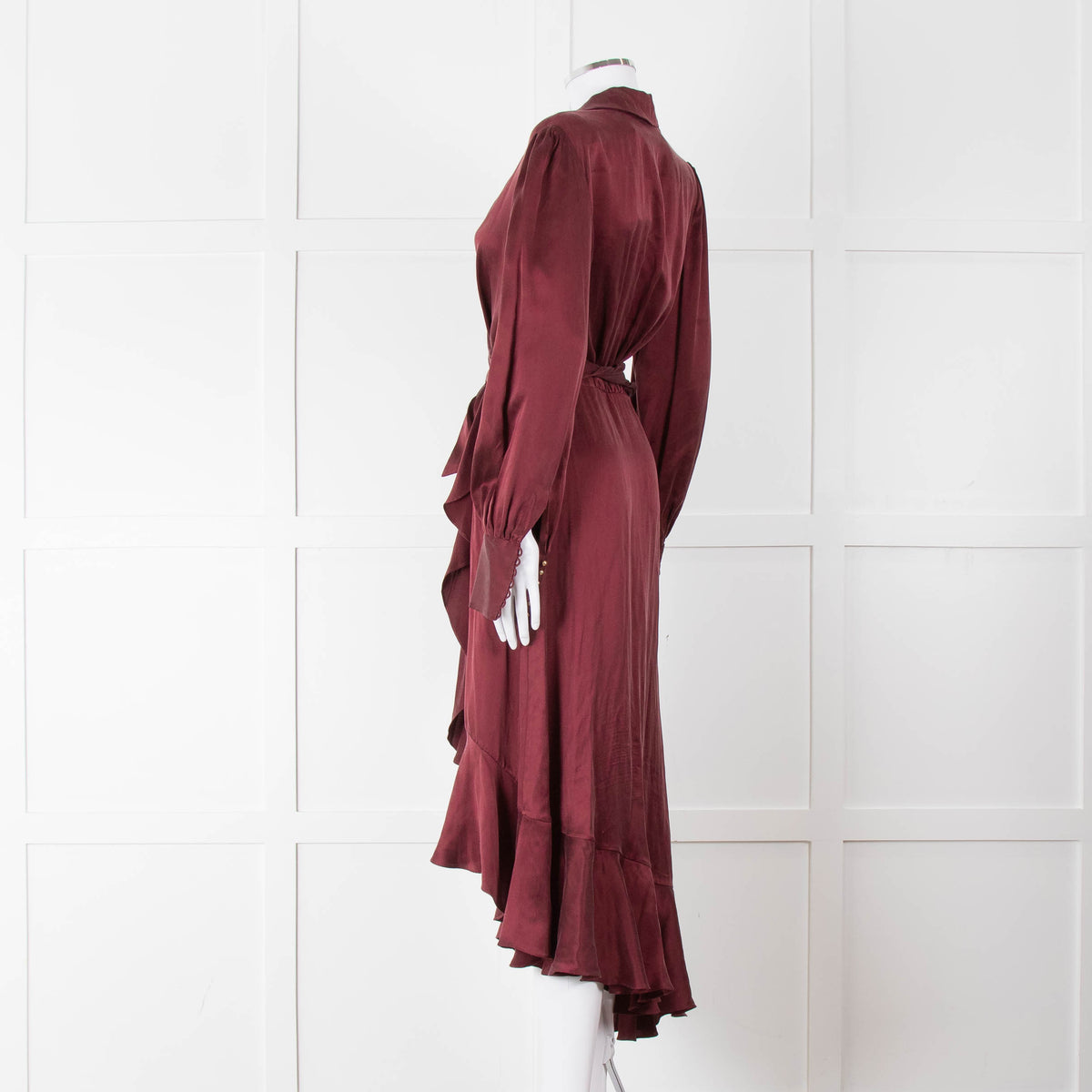 Zimmermann Burgundy Silk Wrap Dress
