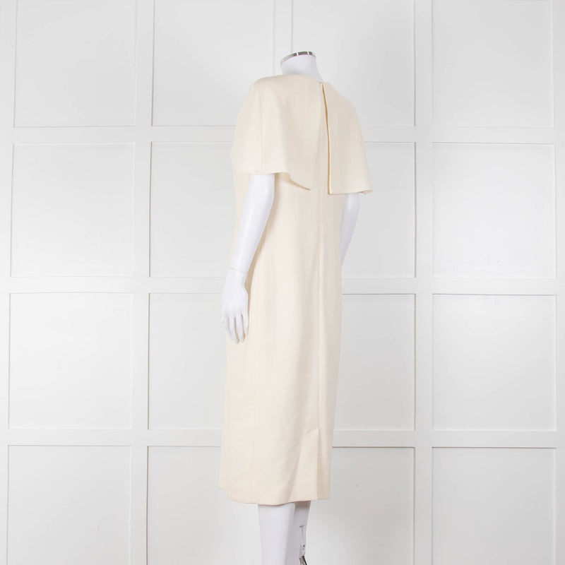 Louise Kennedy Cream Shoulder Cape Shift Dress