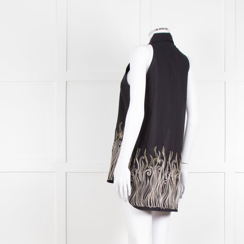 Rochas Black Sleeveless Embroidered Shirt