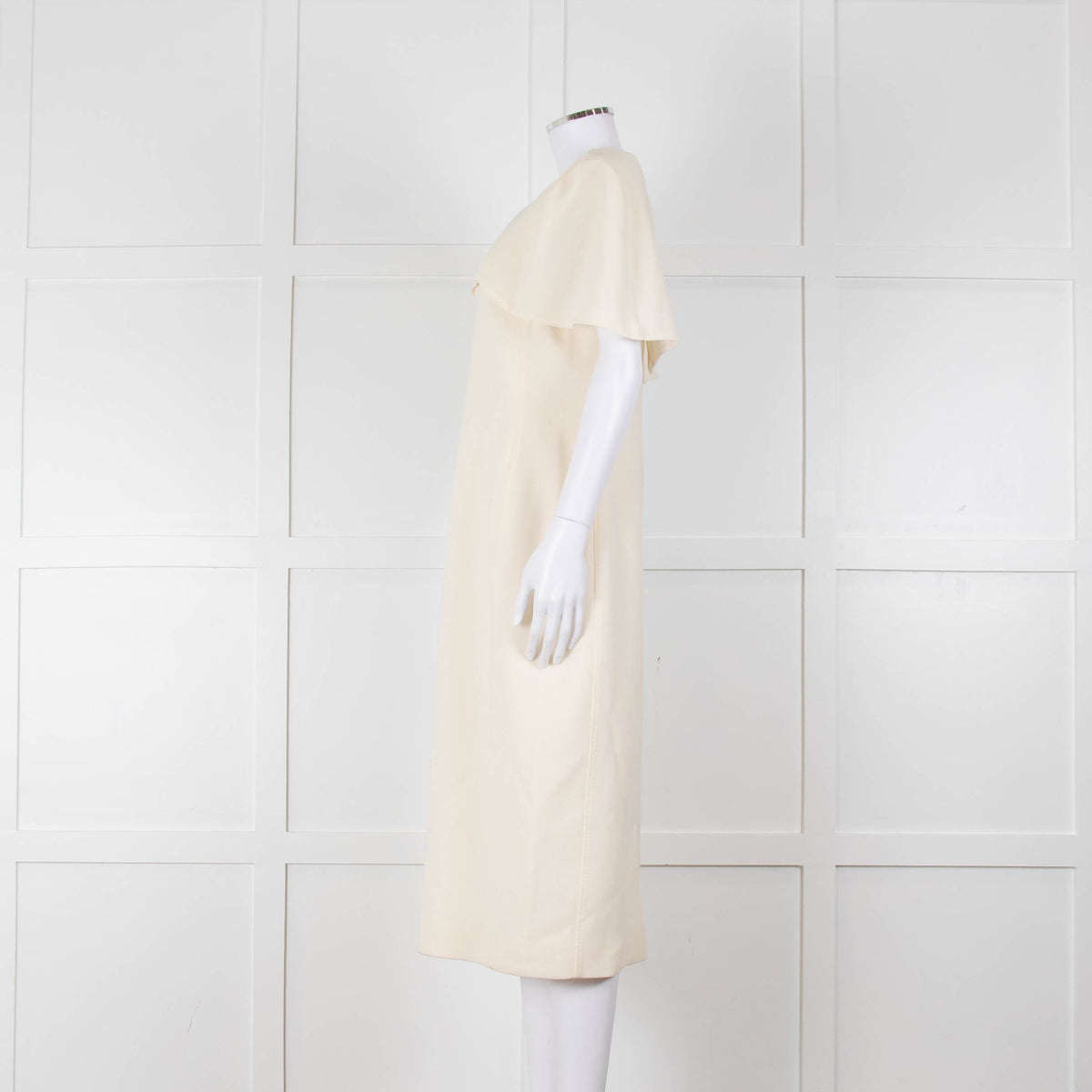 Louise Kennedy Cream Shoulder Cape Shift Dress