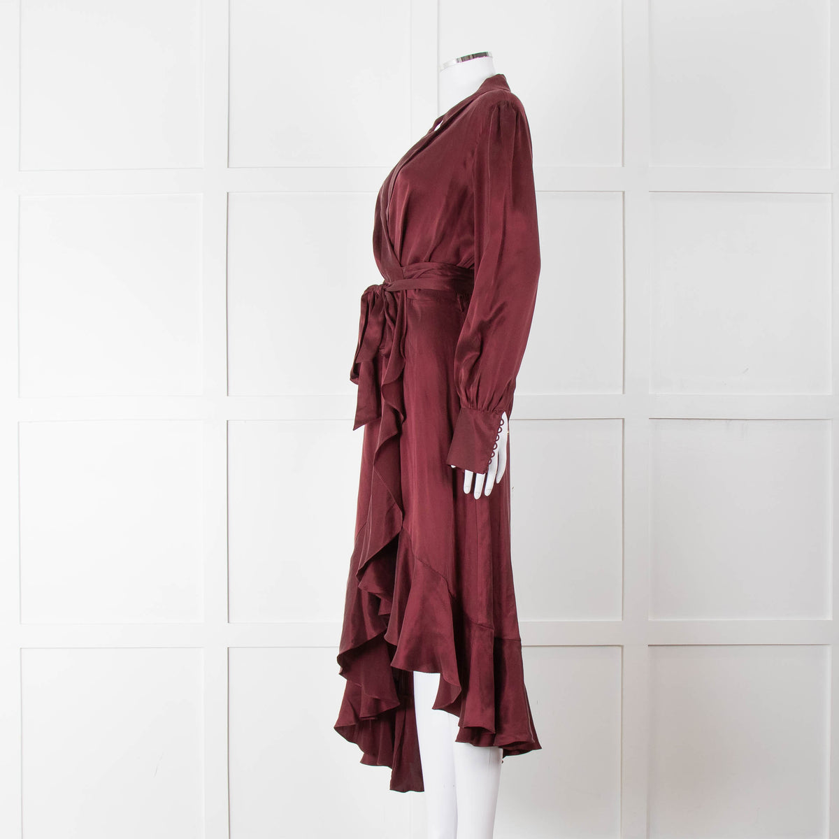 Zimmermann Burgundy Silk Wrap Dress