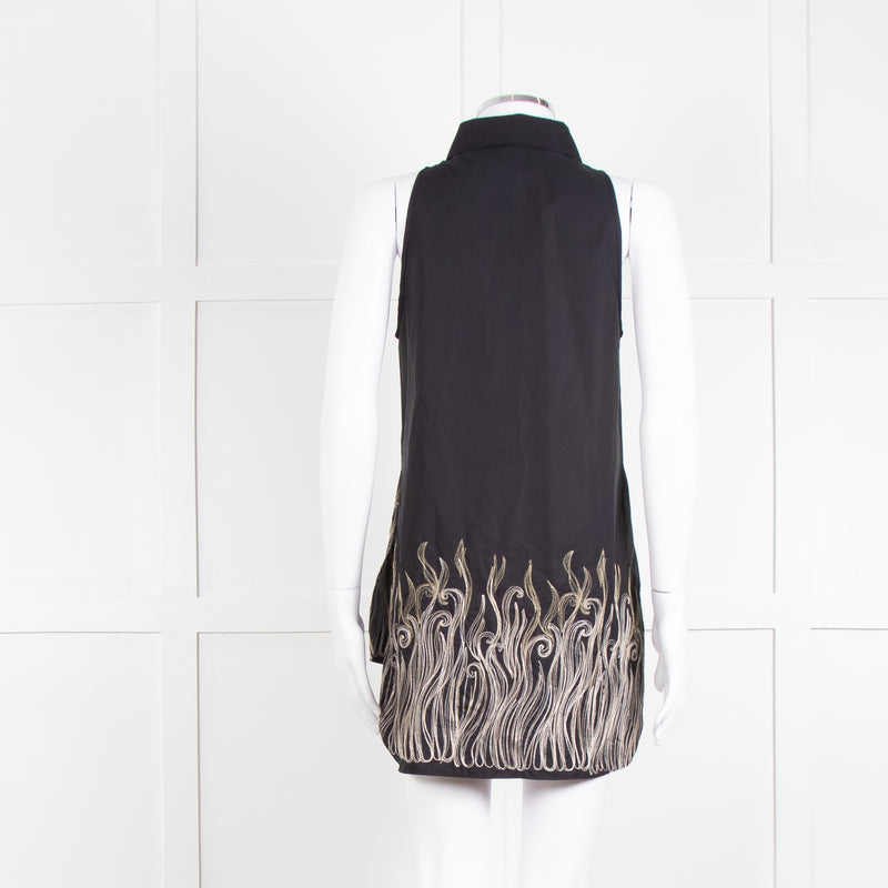 Rochas Black Sleeveless Embroidered Shirt