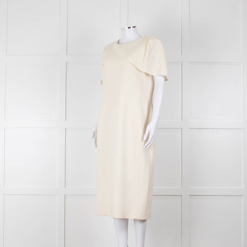 Louise Kennedy Cream Shoulder Cape Shift Dress