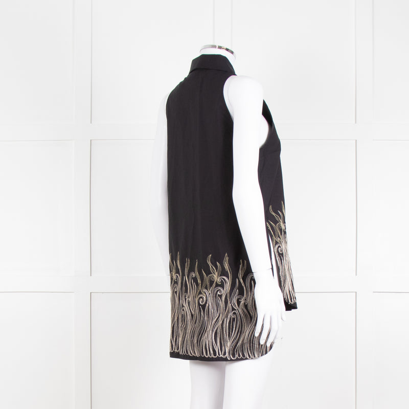 Rochas Black Sleeveless Embroidered Shirt
