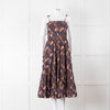 Ulla Johnson Brown Peach Blue Cotton Tribal Print Sleeveless Dress