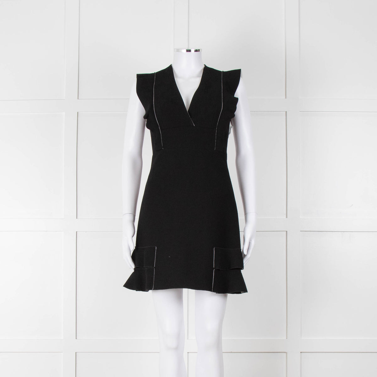 Sandro Black Raw Edge Fitted Sleeveless Dress