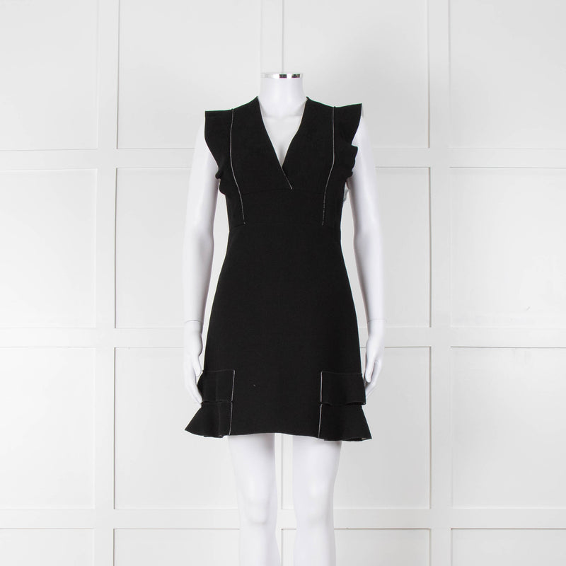 Sandro Black Raw Edge Fitted Sleeveless Dress