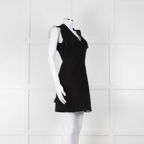 Sandro Black Raw Edge Fitted Sleeveless Dress