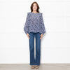 Munthe White Blue Silk Blend Top