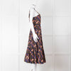 Ulla Johnson Brown Peach Blue Cotton Tribal Print Sleeveless Dress