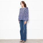 Munthe White Blue Silk Blend Top