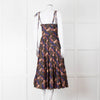 Ulla Johnson Brown Peach Blue Cotton Tribal Print Sleeveless Dress