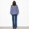 Munthe White Blue Silk Blend Top
