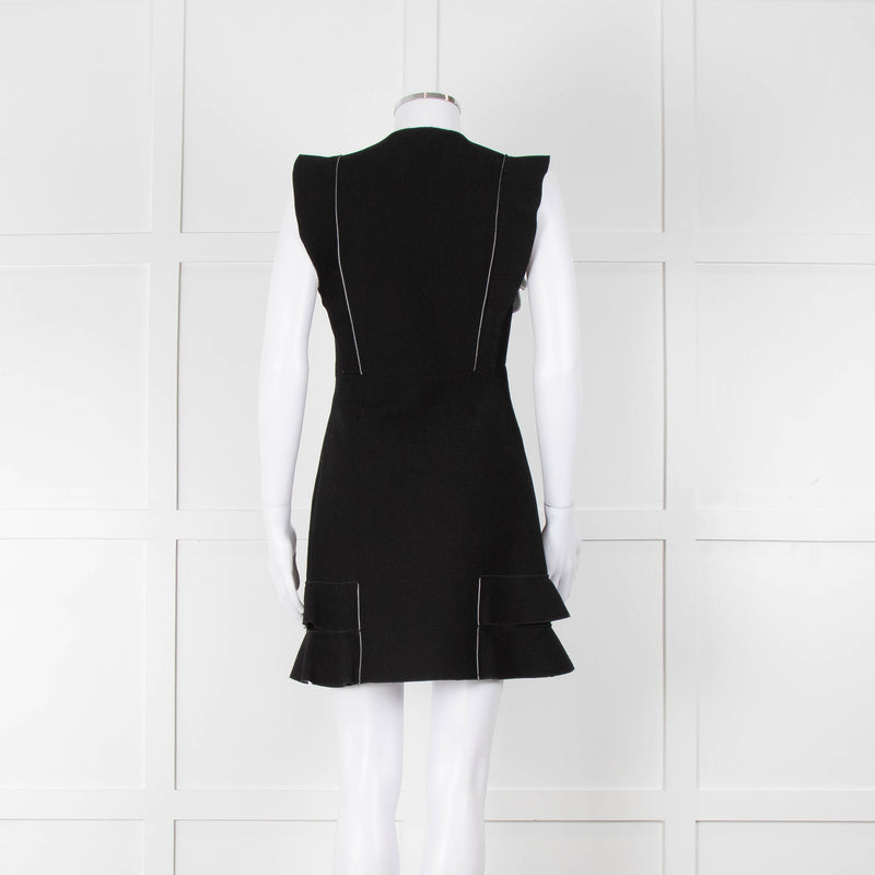 Sandro Black Raw Edge Fitted Sleeveless Dress