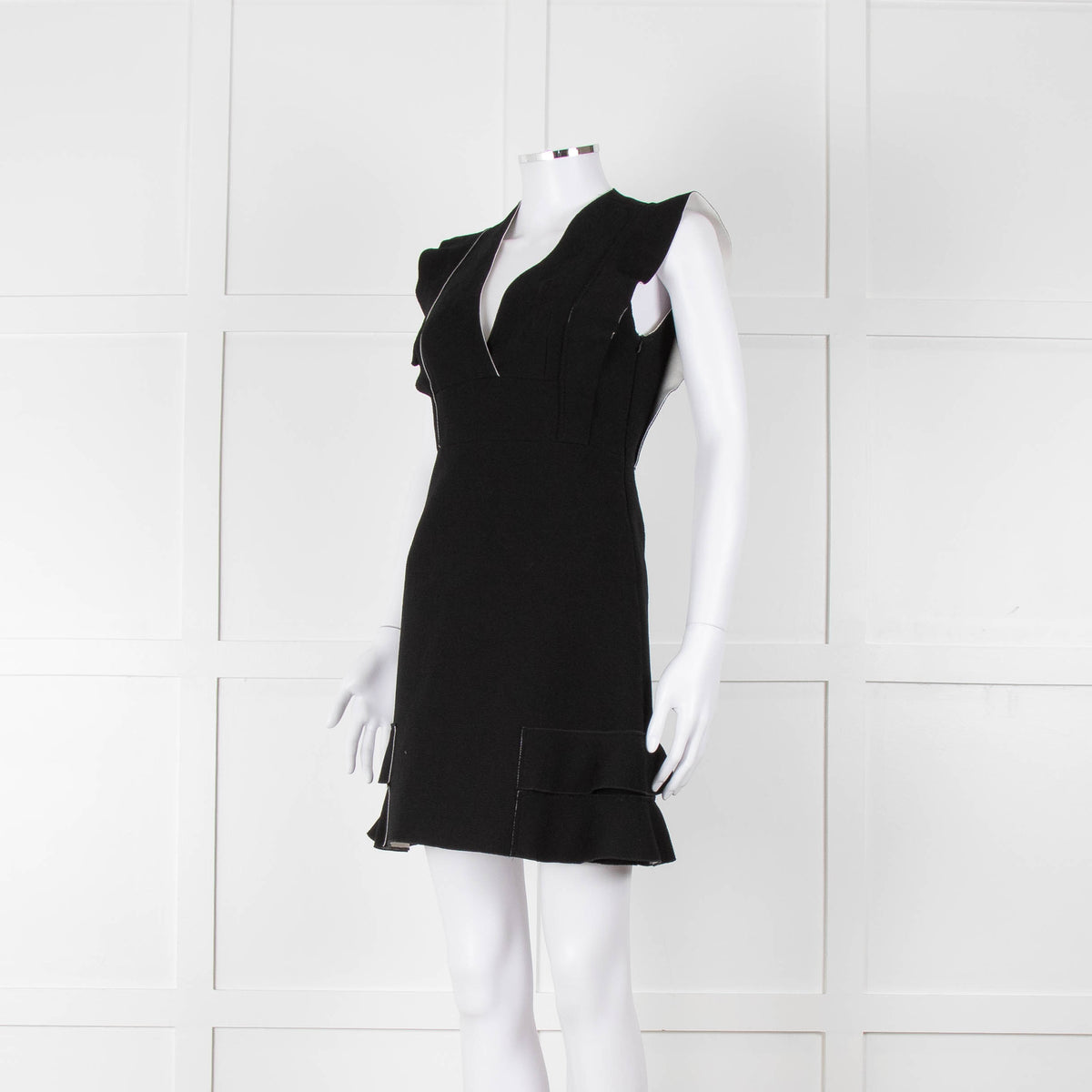Sandro Black Raw Edge Fitted Sleeveless Dress