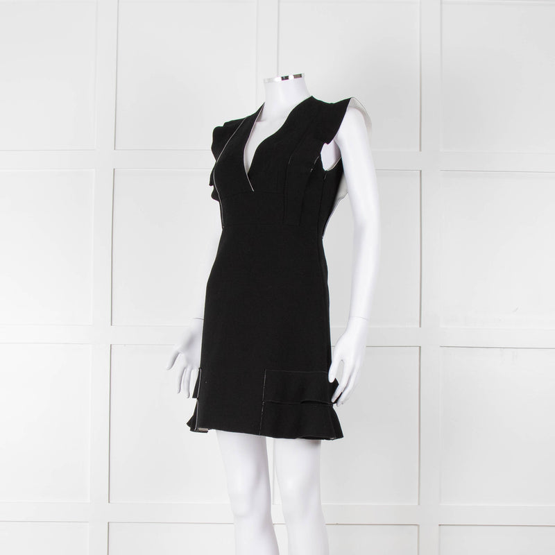 Sandro Black Raw Edge Fitted Sleeveless Dress