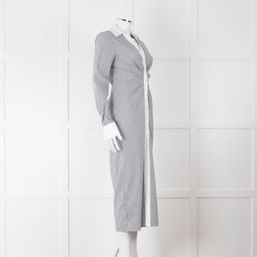 Veronica Beard White Grey Striped Long Shirt Dress
