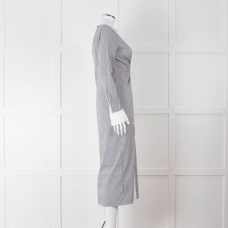 Veronica Beard White Grey Striped Long Shirt Dress