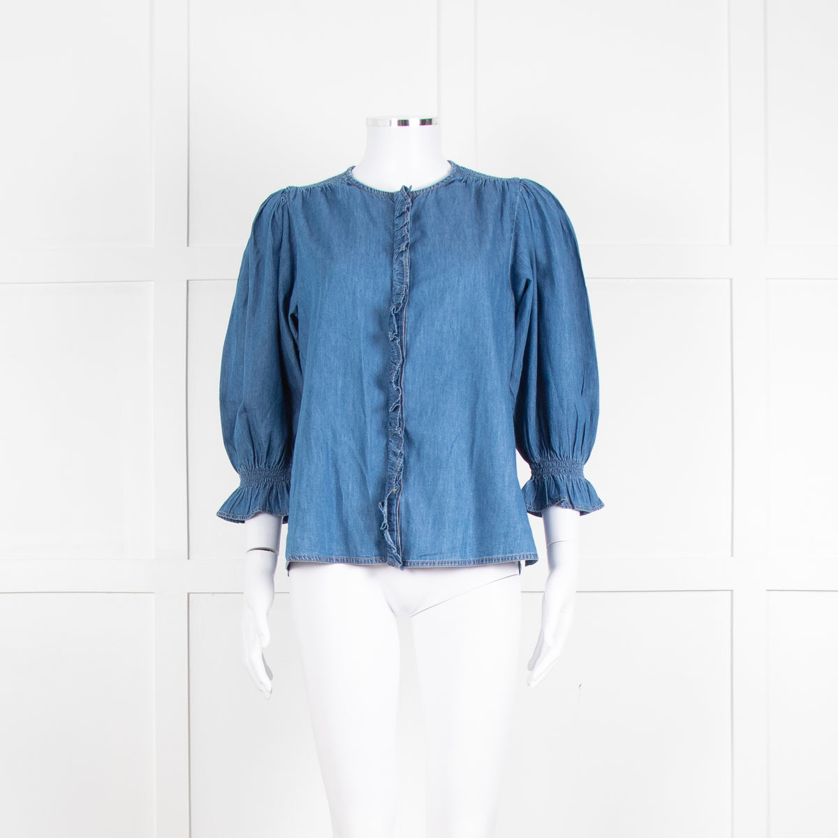 Iris Blue Denim Puff Sleeve Shirt