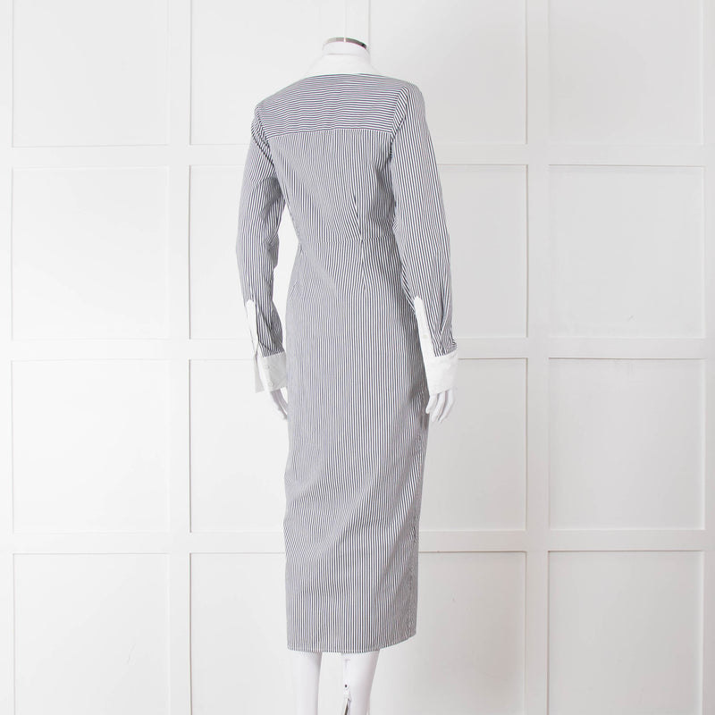 Veronica Beard White Grey Striped Long Shirt Dress