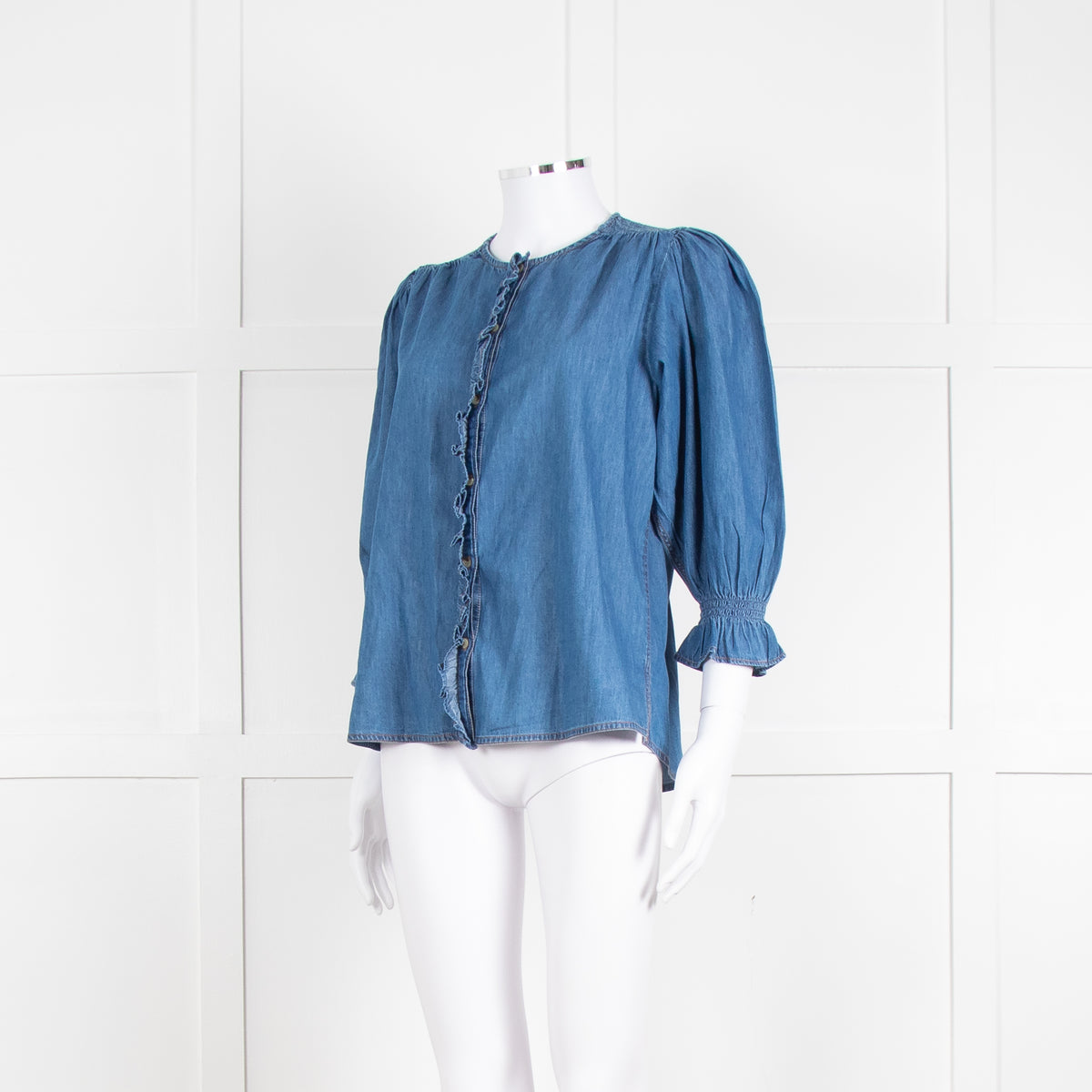 Iris Blue Denim Puff Sleeve Shirt