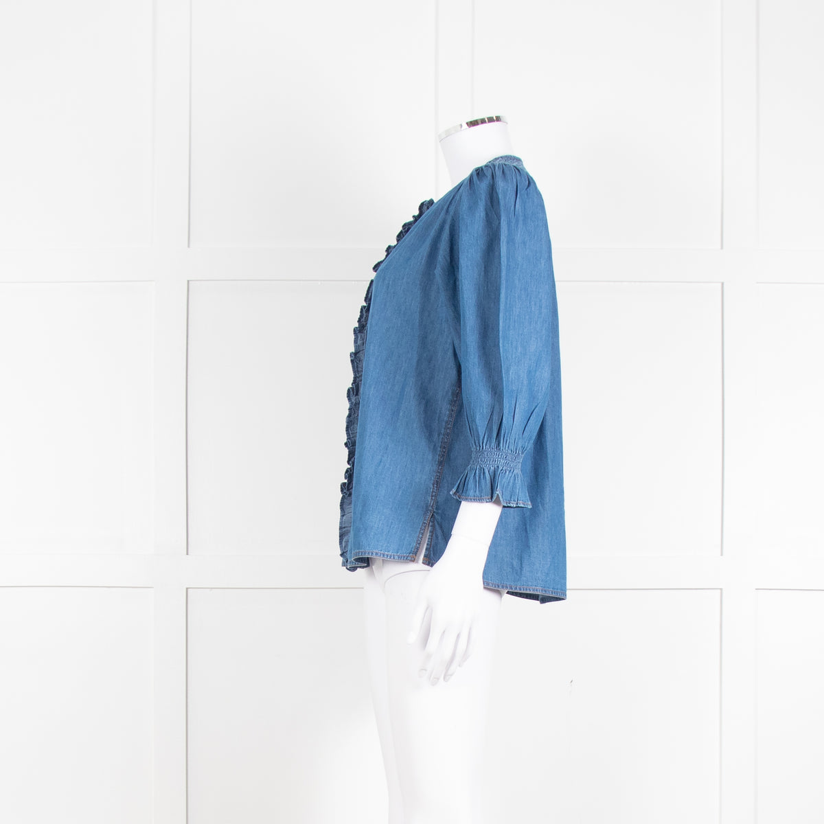 Iris Blue Denim Puff Sleeve Shirt