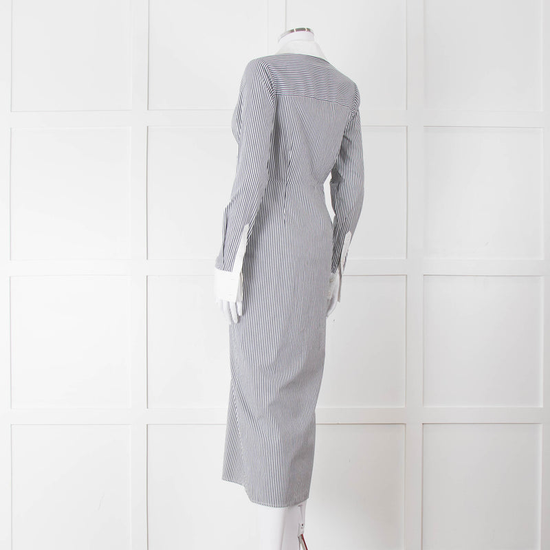 Veronica Beard White Grey Striped Long Shirt Dress